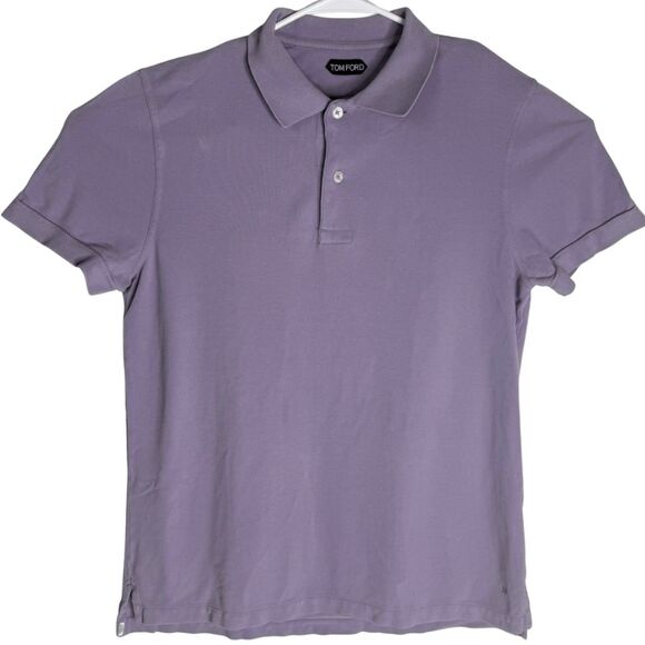 Tom Ford Men's Cotton Pique Short Sleeve Collared Polo Shirt Purple Size 52 - Picture 1 of 10